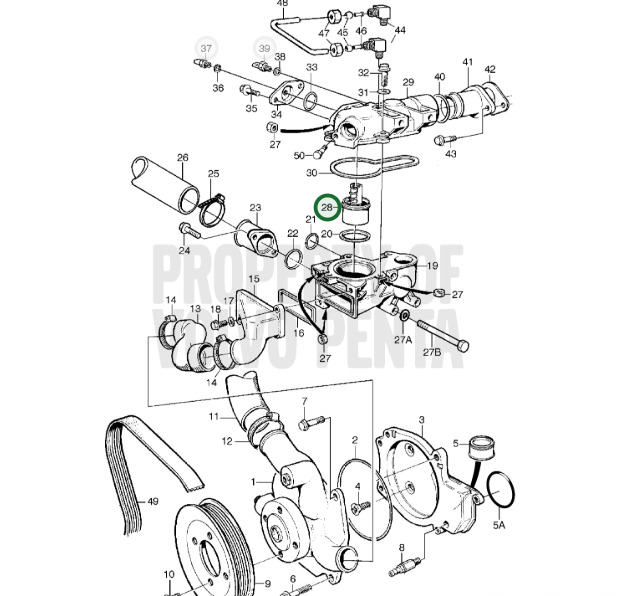 Termostaatti 75° Volvo Penta 3839110