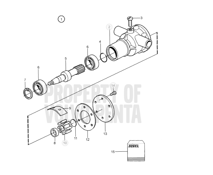 Vesipumpun akseli Volvo Penta 3582511
